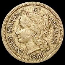 1888 Nickel Three Cent CLOSELY UNCIRCULATED