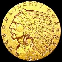 1911 $5 Gold Half Eagle CHOICE AU