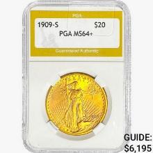 1909-S $20 Gold Double Eagle PGA MS64+