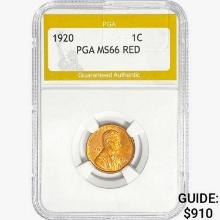 1920 Wheat Cent PGA MS66 RED