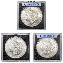 1890-S,1891-S,1898-O UNC Morgan Silver Dollars [3