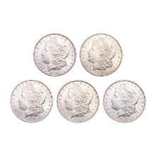 1885-1921 UNC Morgan Silver Dollars [5 Coins]
