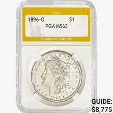 1896-O Morgan Silver Dollar PGA MS63