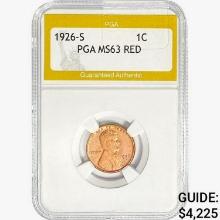 1926-S Wheat Cent PGA MS63 RED