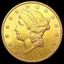 1907 $20 Gold Double Eagle CHOICE AU