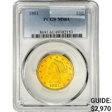 1881 $10 Gold Eagle PCGS MS61