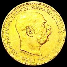 1915 Austria .1960oz Gold 20 Frnacs GEM BU