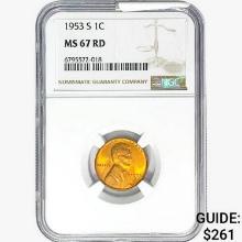 1953-S Wheat Cent NGC MS67 RD