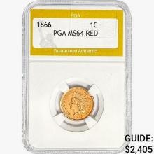 1866 Indian Head Cent PGA MS64 RED