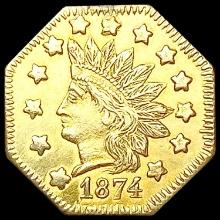 1874 Octagonal California Gold Dollar CLOSELY UNCI