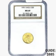 1991 $5 1/10oz. Gold Eagle NGC MS69