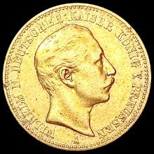 1901 German Prussia .1152oz Gold 10 Mark CLOSELY U
