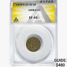 1908-S Indian Head Cent ANACS EF45
