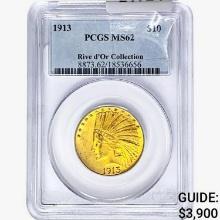 1913 $10 Gold Eagle PCGS MS62 Rive d'Or Collection