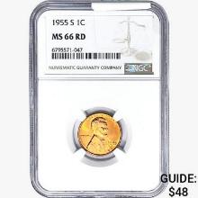 1955 Wheat Cent NGC MS66 RD