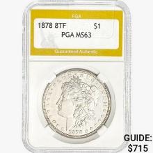 1878 8TF Morgan Silver Dollar PGA MS63