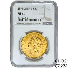 1873 $20 Gold Double Eagle NGC MS61 Open 3