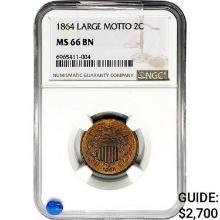 1864 Two Cent Piece NGC MS66 BN LG. Motto