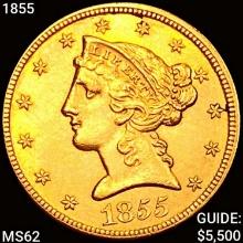 1855 $5 Gold Half Eagle