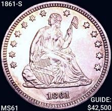1861-S Seated Liberty Quarter UNCIRCULATED