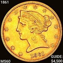 1861 $5 Gold Half Eagle UNCIRCULATED