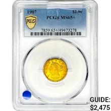 1907 $2.50 Gold Quarter Eagle PCGS MS65+