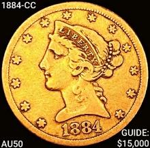 1884-CC $5 Gold Half Eagle