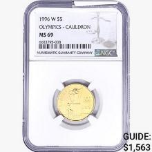 1996-W .2419oz. Gold $5 Olympics Caudron NGC MS69