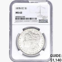 1878-CC Morgan Silver Dollar NGC MS62