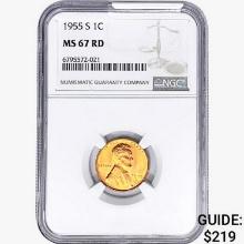 1955-S Wheat Cent NGC MS67 RD
