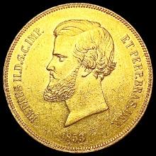 1853 Brazil .5286oz Gold 20000 Reis CLOSELY UNCIRC