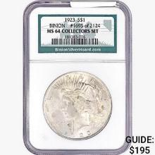 1923 Silver Peace Dollar NGC MS64 Collectors Set