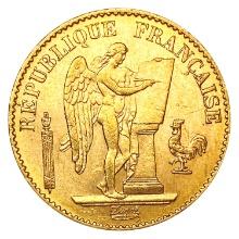 1859 France .1867oz Gold 20 Francs CLOSELY UNCIRCU