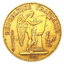 1893 France .1867oz Gold 20 Francs CLOSELY UNCIRCU
