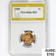 1909 Wheat Cent PGA MS66 RED