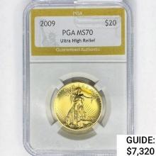 2009 US 1oz Gold 24k $20 Eagle PGA MS70 UHR