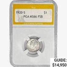 1920-S Morgan Silver Dollar PGA MS66 FB