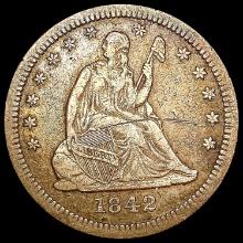 1842-O Seated Liberty Quarter NEARLY UNCIRCULATED