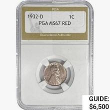 1932-D Wheat Cent PGA MS67 RED