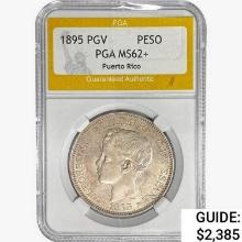 1895 PGV Puerto Rico Peso .7234oz. SILV. PGA MS62+