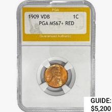1909 VDB Wheat Cent PGA MS67+ RED