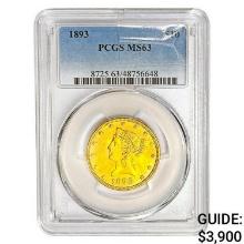 1893 $10 Gold Eagle PCGS MS63