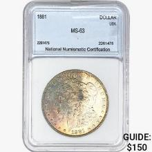 1881 Morgan Silver Dollar NNC MS63