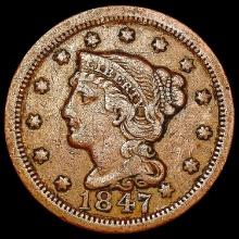 1847 Braided Hair Large Cent LIGHTLY CIRCULATED