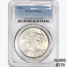 1924 Silver Peace Dollar PCGS MS65