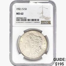1921-S Morgan Silver Dollar NGC MS62