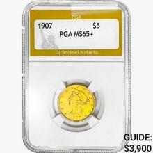 1907 $5 Gold Half Eagle PGA MS65+