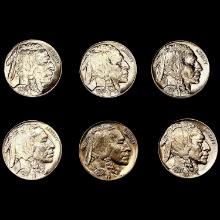[6] Buffalo Nickels (1935, 1936, 1937, 1937-S, 193