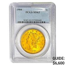 1904 $20 Gold Double Eagle PCGS MS63