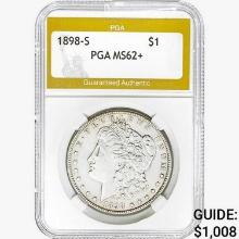 1898-S Morgan Silver Dollar PGA MS62+